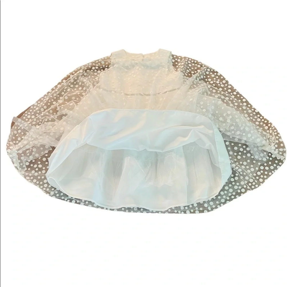 MARMELLATA GIRLS WHITE & SILVER SLEEVELESS FORMAL TULLE DRESS SIZE 3T